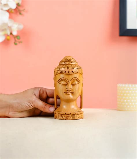 6.25" Kadam Wood Carved Lord Buddha Table Decor – Ethnic India Handicrafts