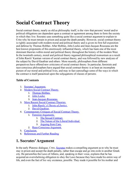 Social Contract Theory Rousseau