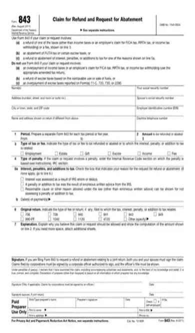 Image result for 843 Form Example