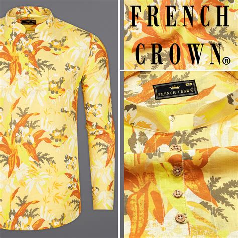 Colonial Prints Premium Linen Indian Kurta Style Shirt For Men