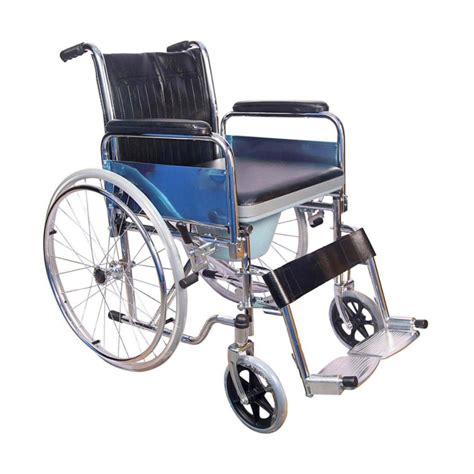 Foldable Commode Wheelchair - Toilet Wheelchair with Detachcable Armre