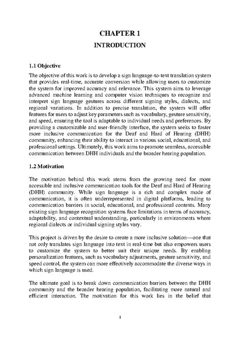 SIGN Language Translator report - CHAPTER 1 INTRODUCTION 1 .1 Objective ...