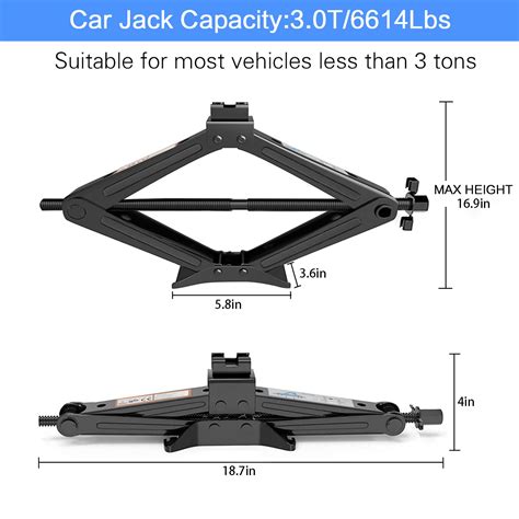 Snapklik.com : Scissor Jack For Car 3 Ton(6,613lbs), Car Jack Kit Steel Scissor Lift Jack Car Kit