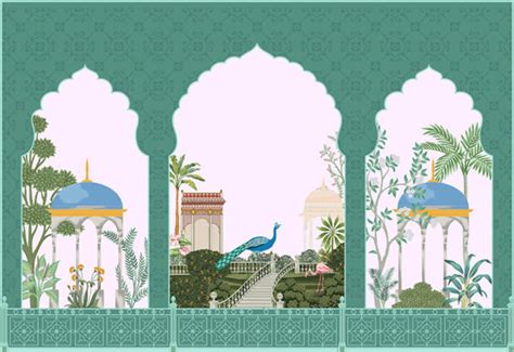 Nazare, Beautiful Garden Jharokha Wallpaper Mural - Magicdecor®