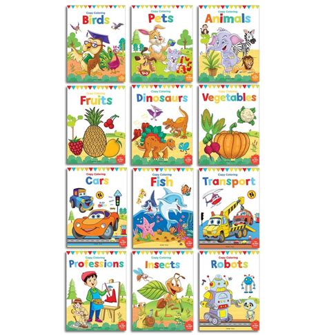 Colouring Books For Kids Pack Of 12 Books - Paperback - Colouring Art ...