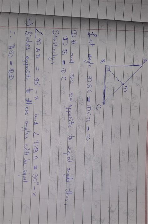 In angle ABC,Angle =90.D is a point on hypotenuse AC such that angle ...