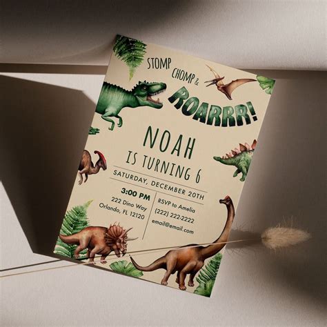 Dinosaur birthday invitation printable jurassic birthday etsy australia ...