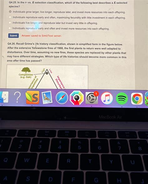 Solved Q4.25. In the r-vs. K-selection classification, which | Chegg.com