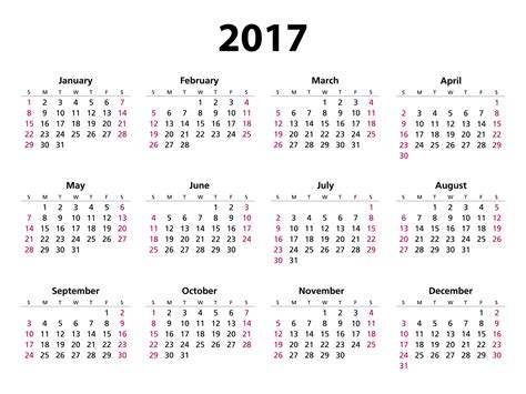 2017年（平成29年）カレンダー