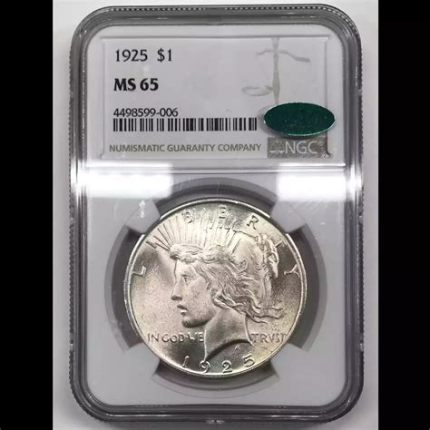 1925 Peace Silver Dollar NGC MS-65 CAC - Old Pueblo Coin