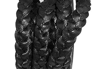 cords craft 10mm 3 Ply Flat Braided Genuine Leather Cord, Black Color ...