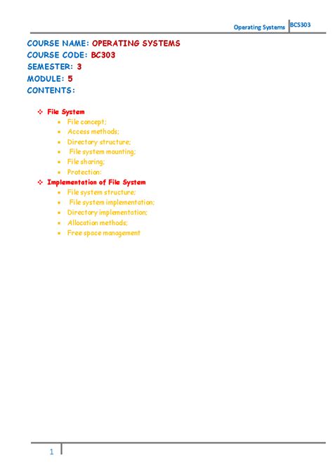 Module 5 Notes on File Systems - BCS303 - Studocu