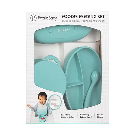 Bazzle Baby Foodie Feeding Set: Silicone Bib, Plate, Bowl, Lid and ...