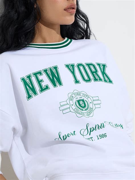 Buy Nuon White Text-Printed Cotton Sweatshirt from Westside