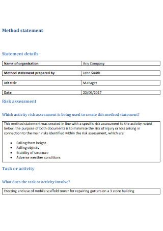 Image result for Simple Method Statement