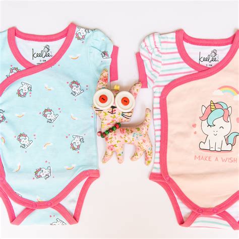 Organic Cotton Puff Sleeve Kimono Onesie Romper - Unicorn Set of 2 – KEEBEE
