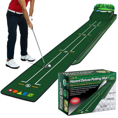 HUAEN Golf Putting Mat Putting Green Indoor & Outdoor with Ball Return ...
