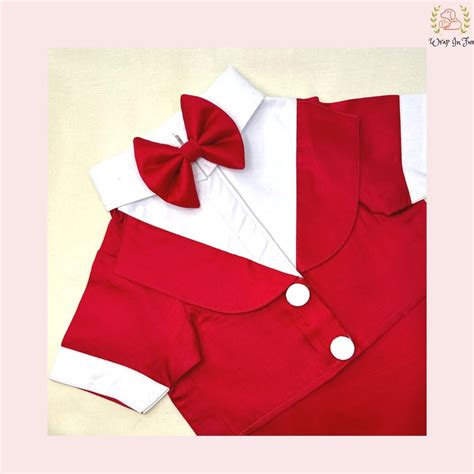 Wrapinfur Classic Red Velvet Dog Tuxedo Jacket | Festive Formal Suit