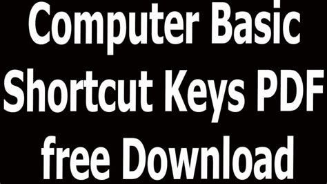 Image result for Shortcut Keys of Computer PDF Download