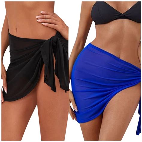 ASFGIMUJ Women 2 Pieces Beach Sarongs Sheer Cover Ups Swimsuit Mesh ...
