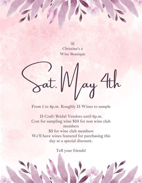Save the date Christinas A Wine Boutique!, 915 Cedar Point Blvd, Cedar ...