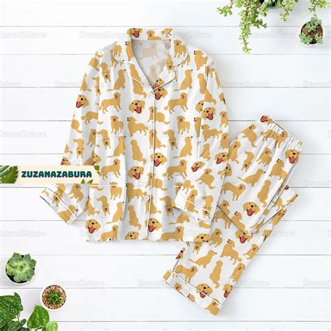 Golden Pajamas Set, Golden Retriever Shirt, Golden Retriever Pajamas ...