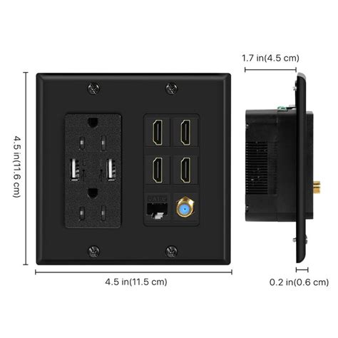Low Voltage Wall Plate 15 Amp Power Outlet With Cat6 Ethernet Wall ...