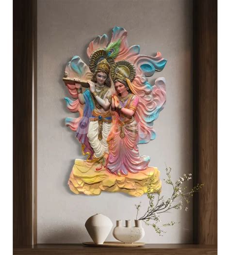 3X2 Feet Sacred Radha Krishna 3D Relief Sculpture