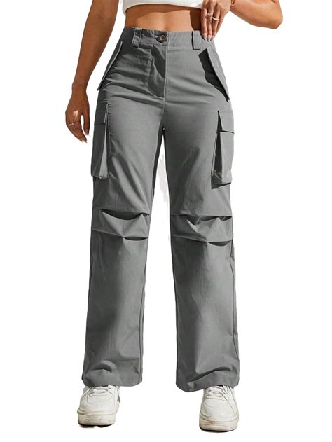 Casual Solid Cargo Pants Grey Women Pants (Women's) - Walmart.com