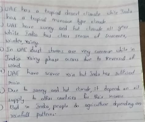 what is the difference between the climate in india and uae? - Brainly.in