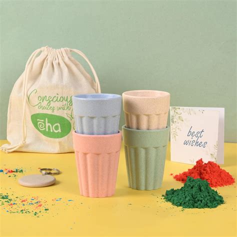 Eha Earth-Friendly Cutting Chai Cups with Holi Gulal 3 x 50g |100 ml ...