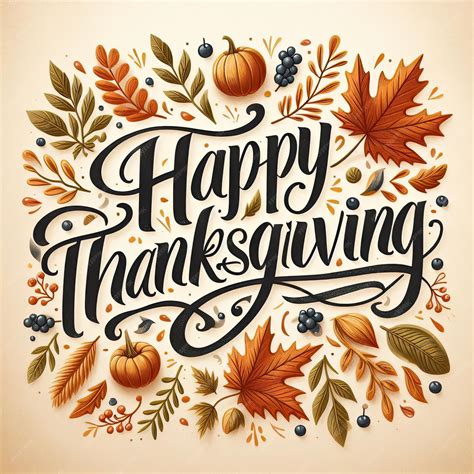 Happy Thanksgiving calligraphy text for greeting card | Premium AI ...