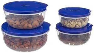 Buy Amazon Brand - Solimo Plastic Nestable Round Container | Set of 4 ...
