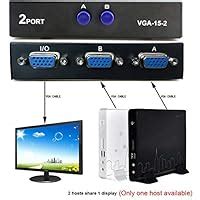 TOPHAVEN VGA 2 in 1 Out 2 Port VGA Switch Press Button Two Way VGA ...