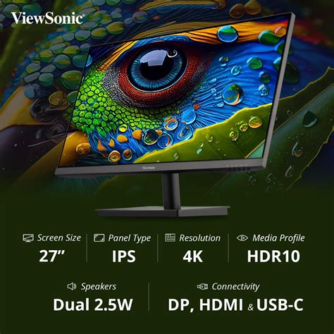 ViewSonic 27 Inch SuperClear IPS 4K Ultra HD USB-C Monitor- tpstech.in