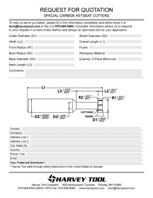 Fillable Online SPECIAL CARBIDE KEYSEAT CUTTERS Fax Email Print - pdfFiller