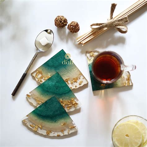 DULI Set of 4 Premium Resin Coasters Tea,Coffee Coasters, Resin Coaster ...