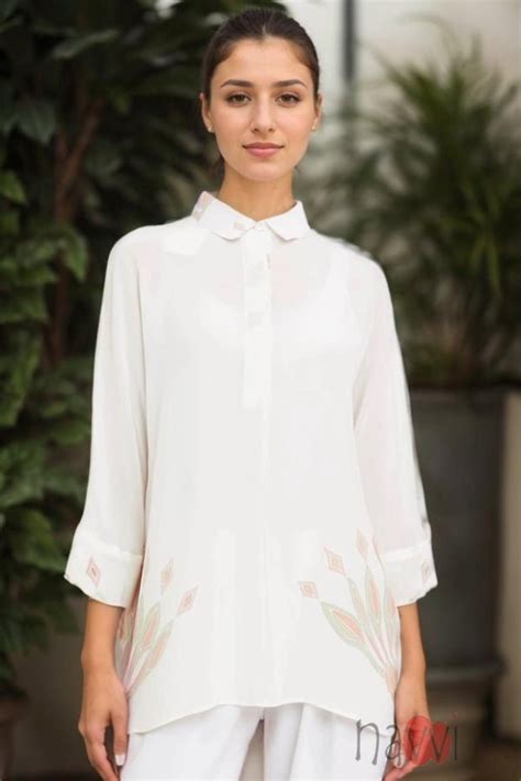 Elegant White Button-Down Shirt – Navvi.in