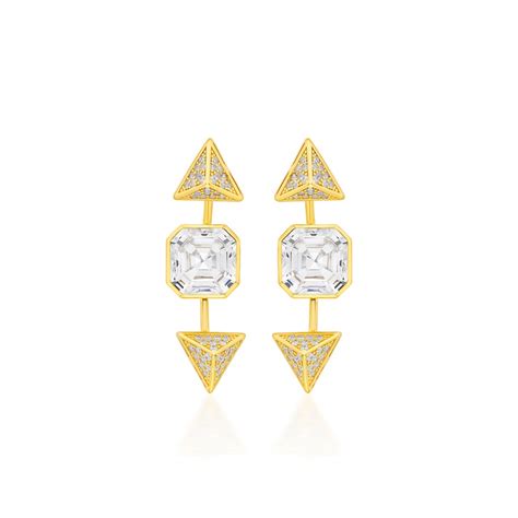 Buy Gold Moss Pyramid Crystal Studs Online