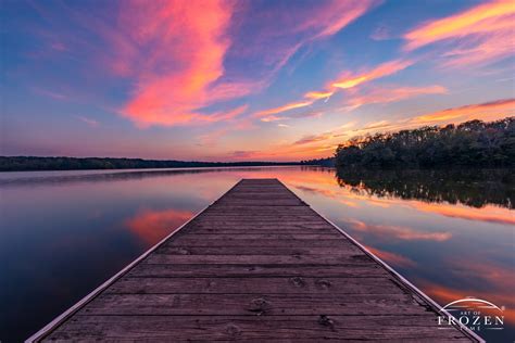 Dock Over The Frozen Cowan Lake State Park Dock At Sunset | Art Of