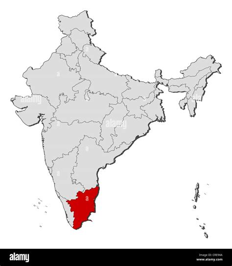 Political map of India with the several states where Tamil Nadu is ...