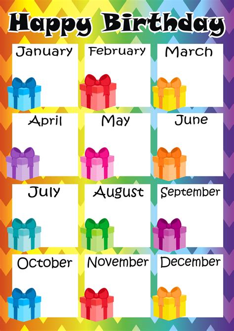 Free Printable Birthday Months