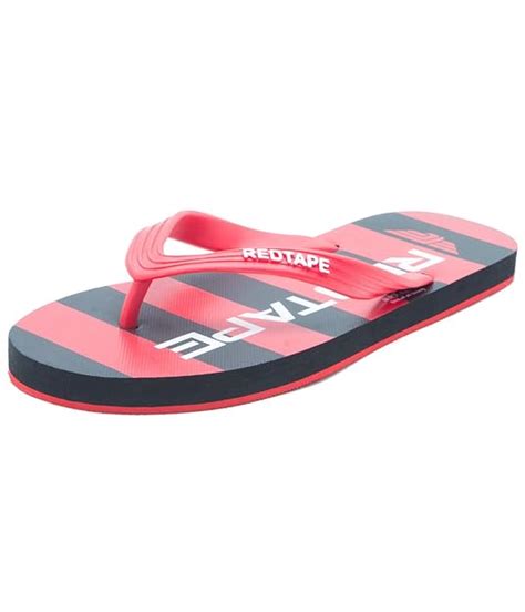 Buy Red Tape Men's Red and Black Flip-Flops and House Slippers - 8 UK ...