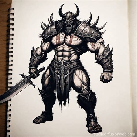 Berserker Anime Tattoo with Central Blade Claymore | Stable Diffusion ...