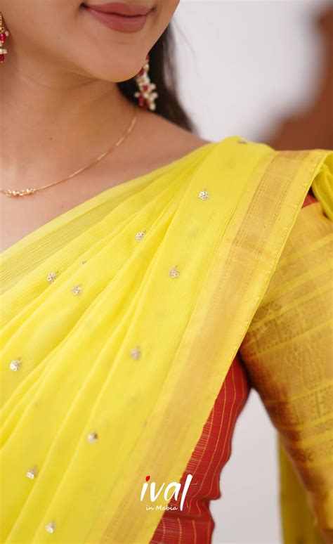 Izhaiyini- Red and Yellow Organza Halfsaree – Ivalinmabia