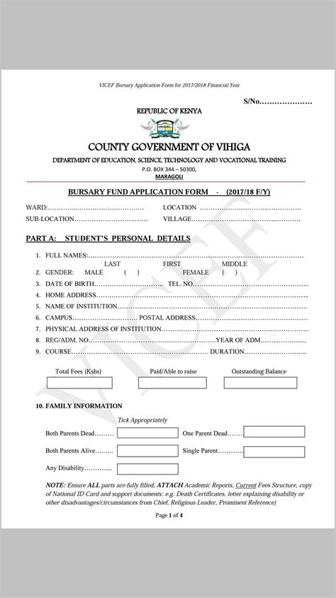 DR. WILBER OTTICHILO on Twitter: "Vihiga County Education Fund (VCEF) bursary forms are ready ...
