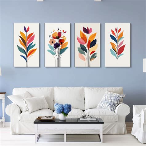 Bouquet of Colorful Flowers Wall Painting Canvas Set of 4 – Nestroots