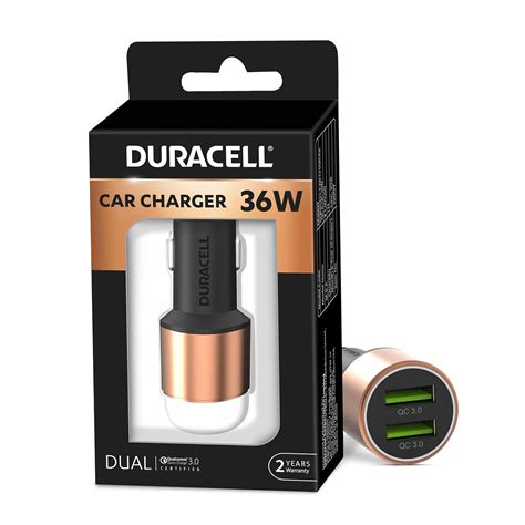 Duracell 36W Fast Car Charger Adapter with Dual USB Port. Qualcomm ...