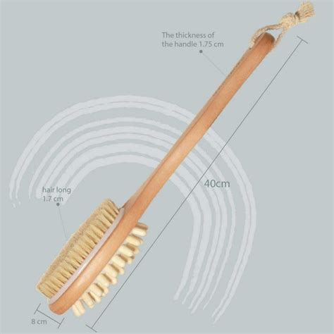 Wooden Double Sided Body Brush with Massager and Long Handle by Organic ...