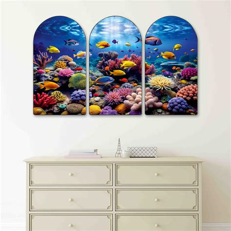 Livin'luxe Underwater Ocean Life Wall Painting Set of 3 | Colorful ...